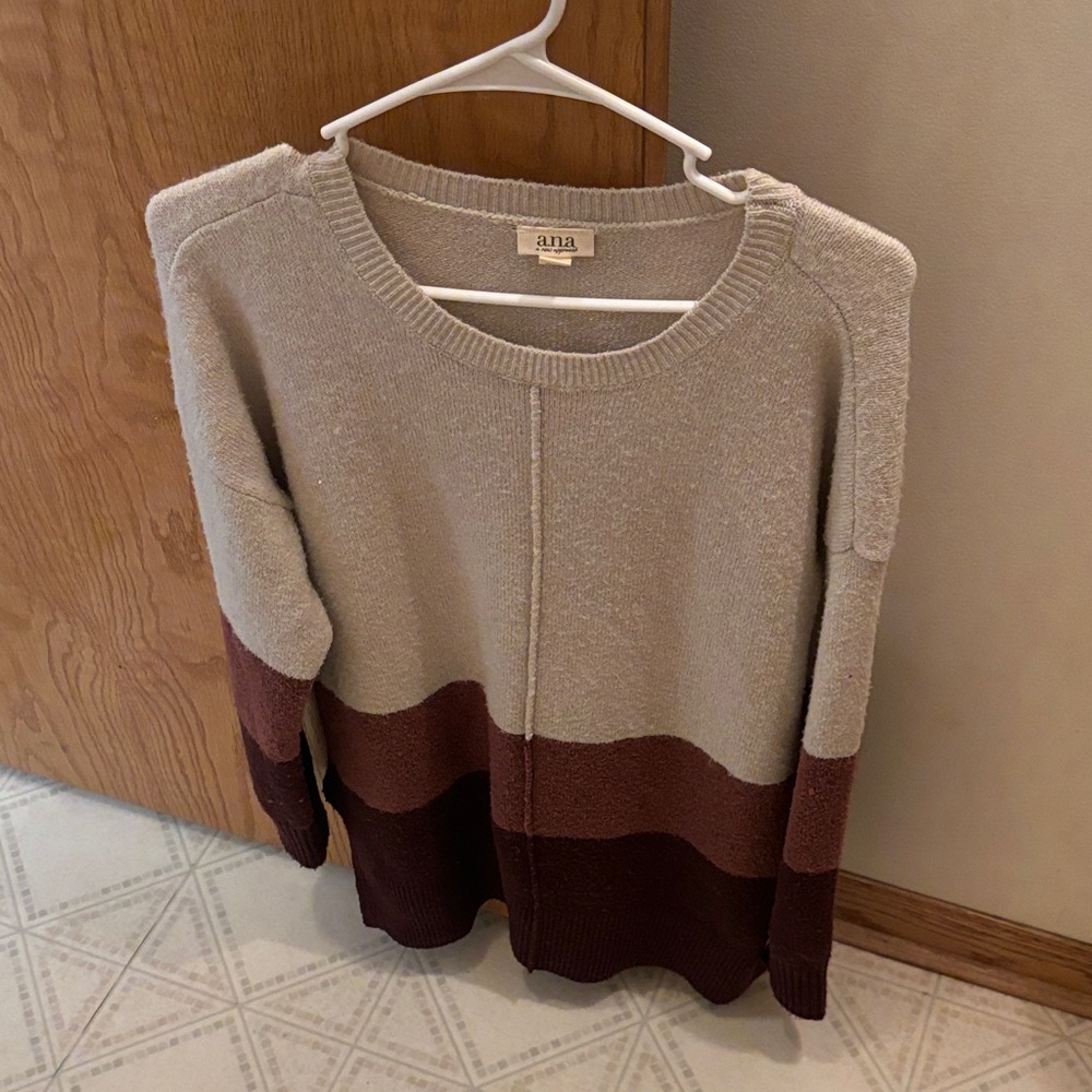 a.n.a. Tunic Cream and Brown Women’s Sweater